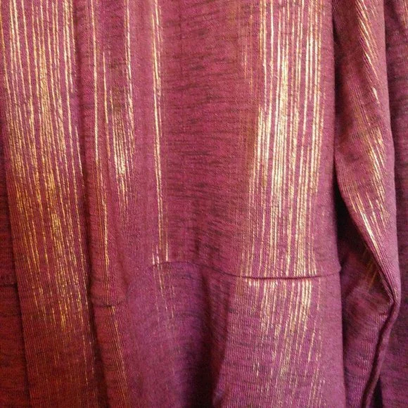 Susan Graver Semi-Sheer Maroon/Gold Long Sleeve Open Jacket Metallic L NWT - Picture 5 of 13